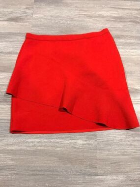 Topshop Bright Red Asymmetrical Ruffle Mini Skirt